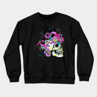 Floral Ornaments Skull Ornate Flowers Skeleton Crewneck Sweatshirt